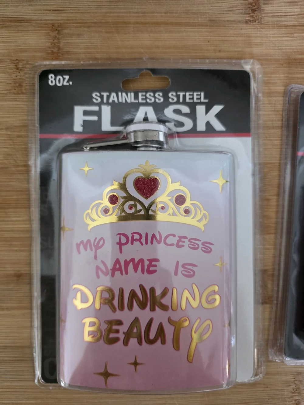 2 Pink Steel Flasks,Bachelorette, My Princess Name Is Drinking Beauty/Male Tears